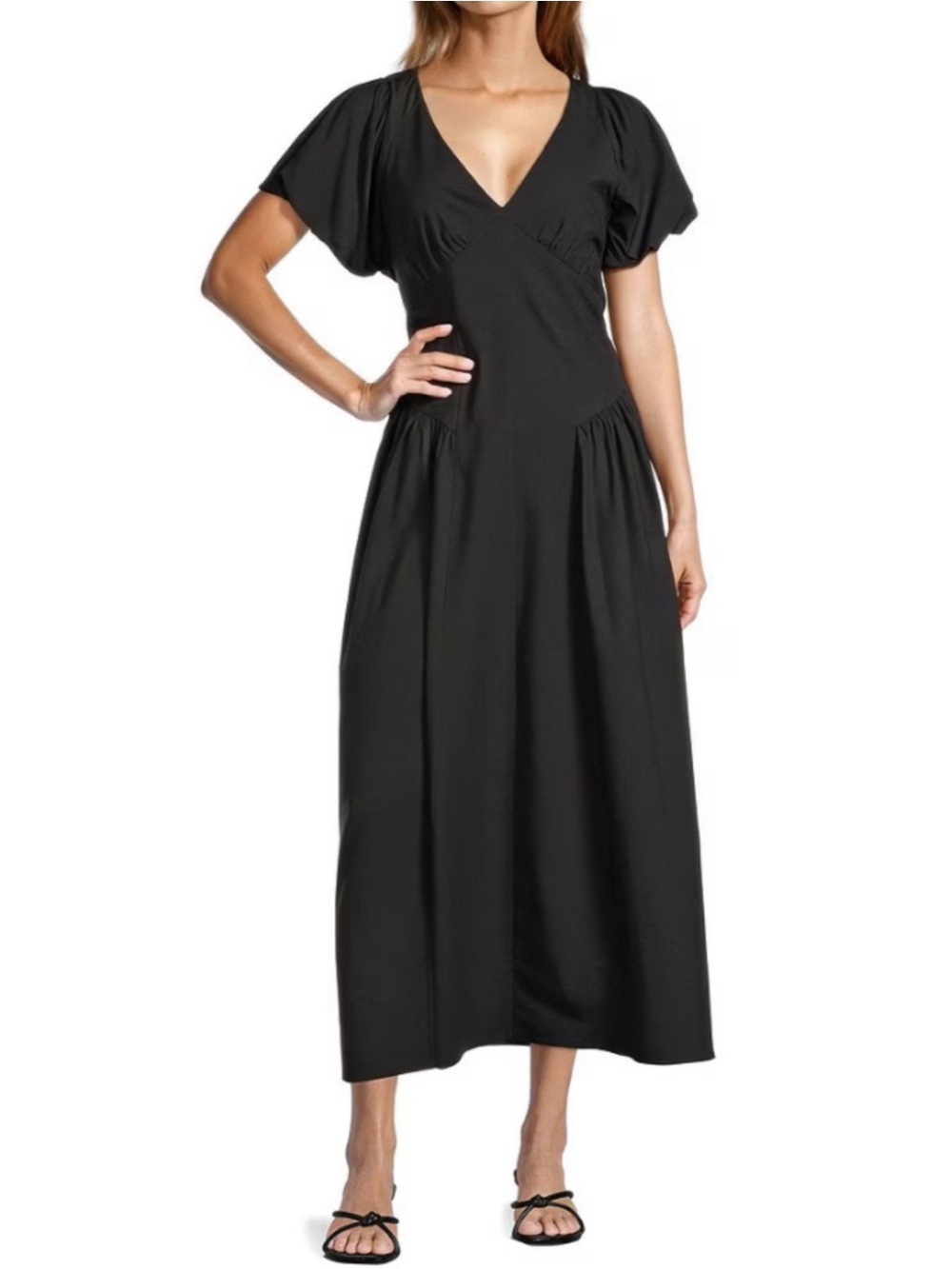 Antonio Melani Kiara Black Puff Sleeve A-Line Maxi Dress Size 4 Women’s NWT